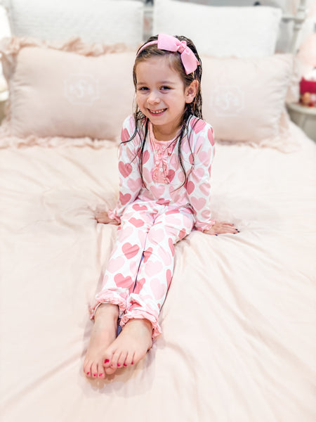 Girls Pink Hearts Pajamas