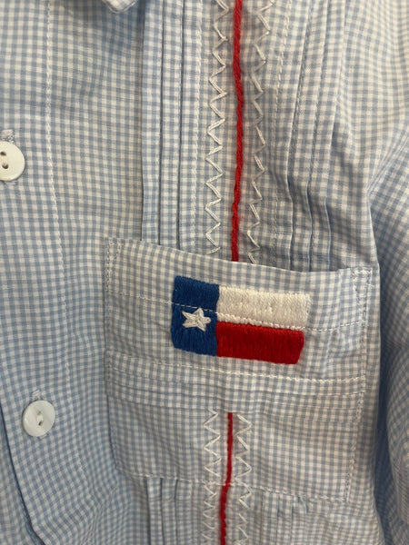 Damaged - Boys Texas Flag Guayabera Shirt - Size 5