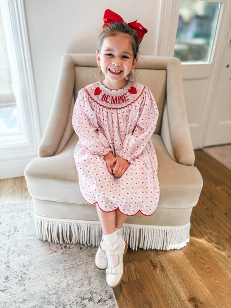 PRE-ORDER: Girls Smocked Be Mine Dress (ETA January)