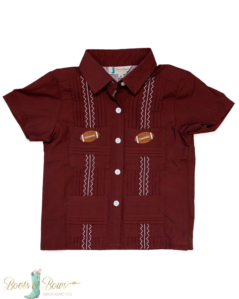 PRE-ORDER: Boys Maroon Gameday Guayabera (ETA Early August)