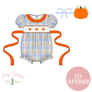 PRE-ORDER: Girls Pumpkin & Bows Plaid Bubble (ETA SEPTEMBER)