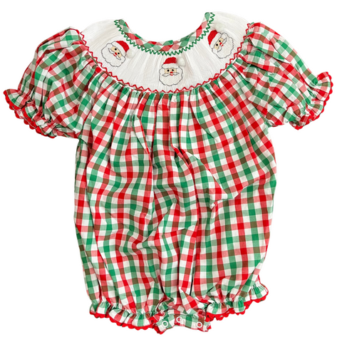 Girls Santa Plaid Bubble