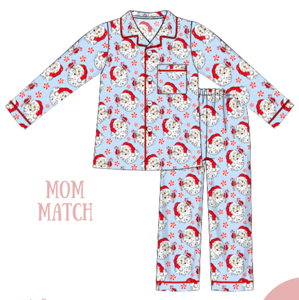 Women's Jolly Santa Button-up Pajamas