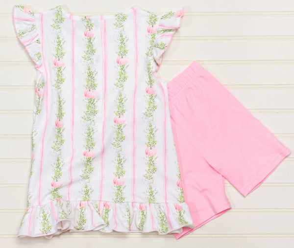 Girls Pink Grandmillenial Pumpkin Playdress and Shorts - Size 7